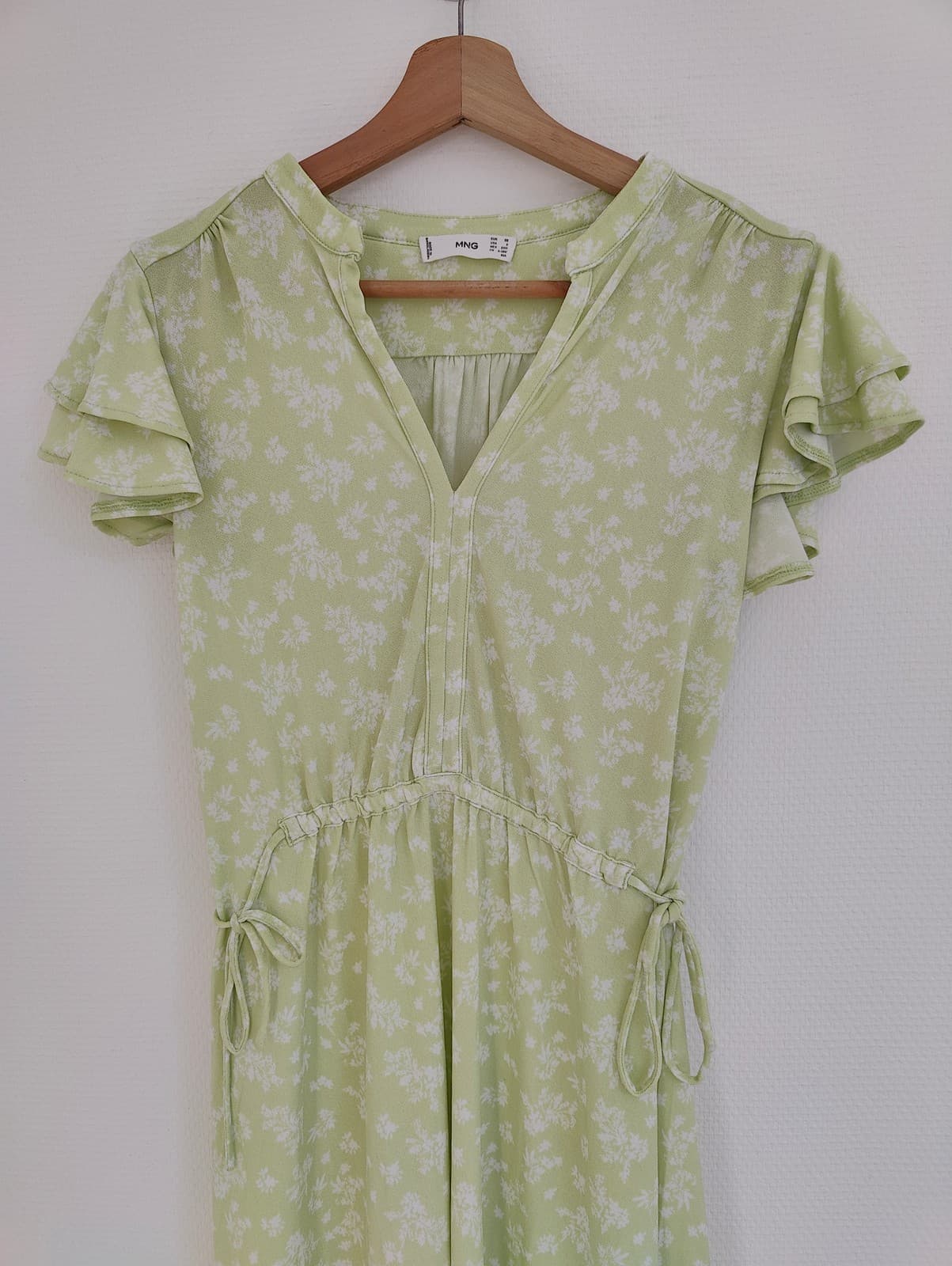 Robe vert pastel à fleurs blanches Mango – Taille XS — photo 2
