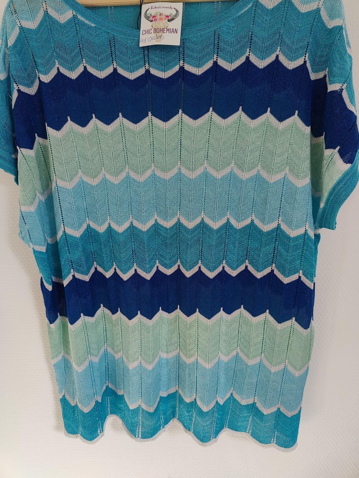 Top maille ajourée à rayures ondulées Bisou’s Project – Taille S/M  — photo 3