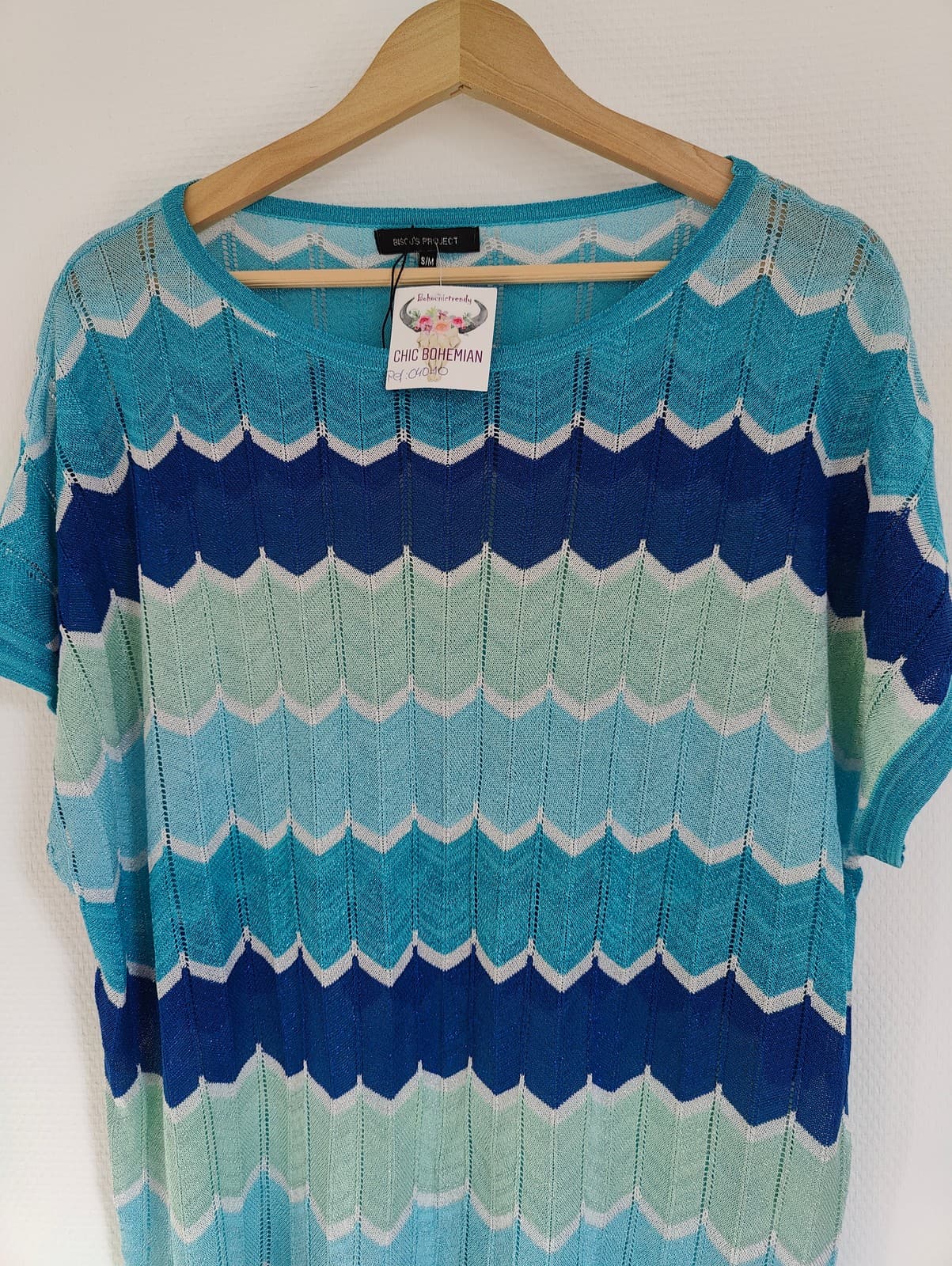 Top maille ajourée à rayures ondulées Bisou’s Project – Taille S/M  — photo 2