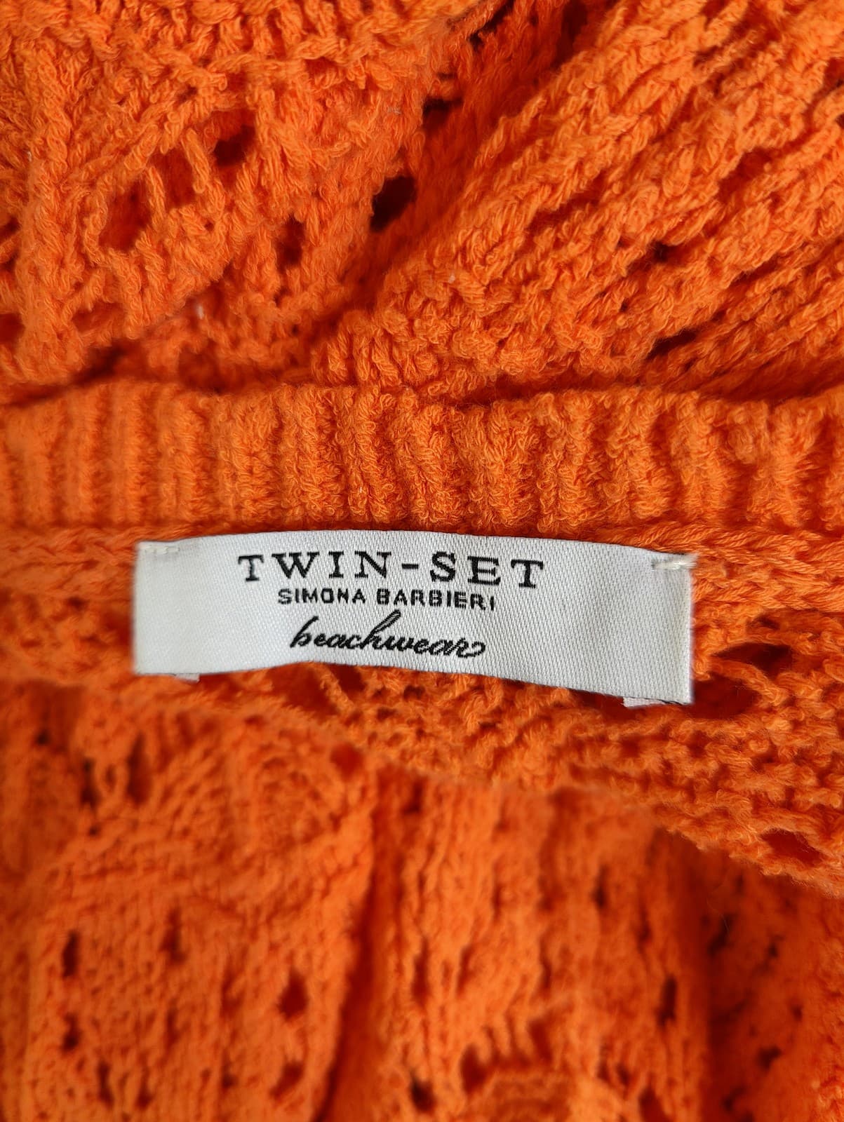 Robe Twinset orange en maille ajourée à franges – Taille S — photo 4