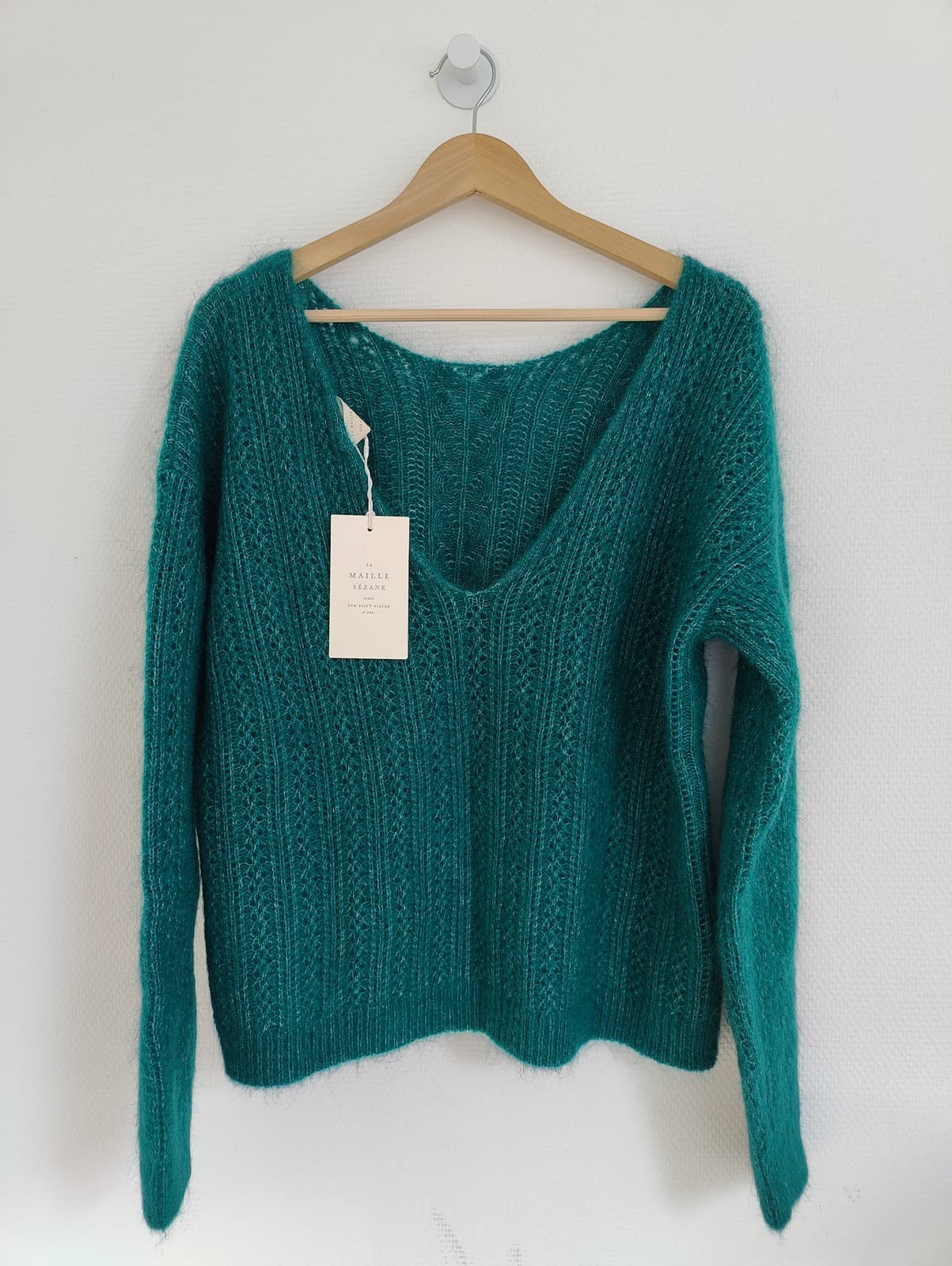 Pull ajouré vert émeraude Sézane – Taille XL — photo 4