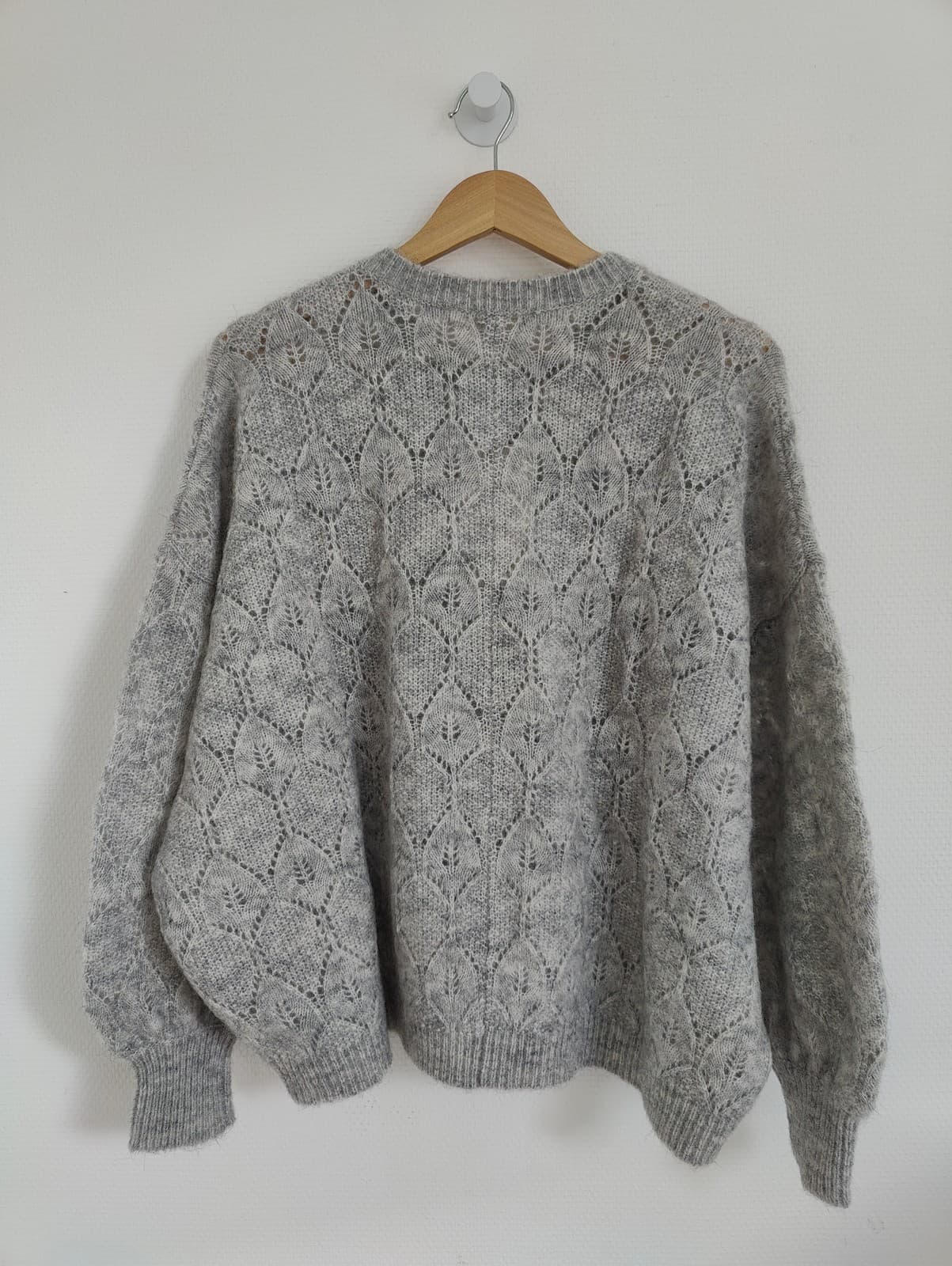Gilet Sézane en maille ajourée gris chiné – Taille L — photo 3