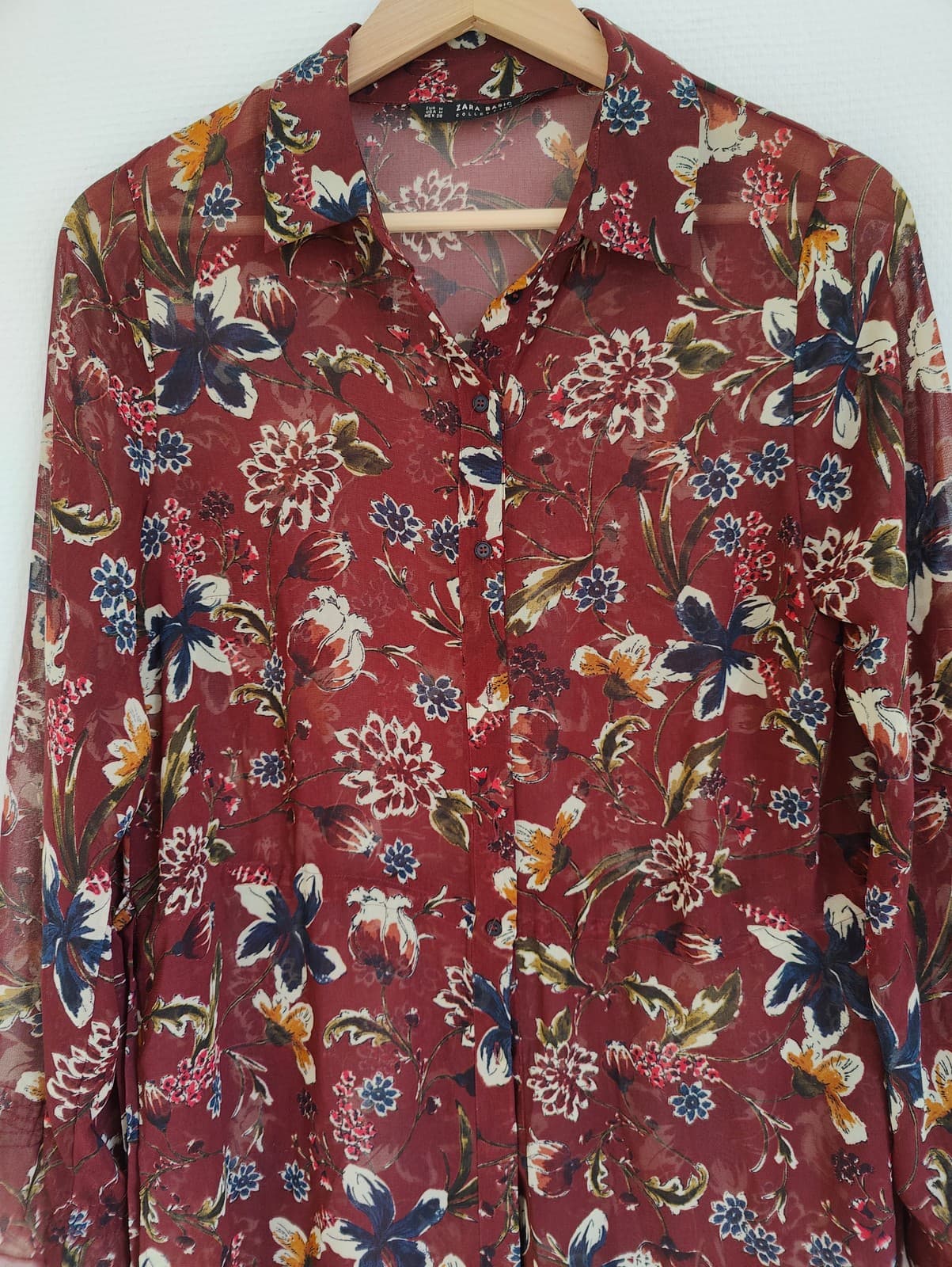Chemisier long bordeaux à imprimé floral – Taille M — photo 2