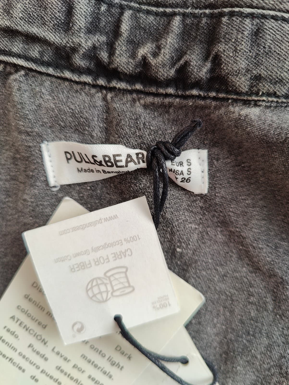 Chemise courte en jean délavé gris — Pull & Bear — photo 5