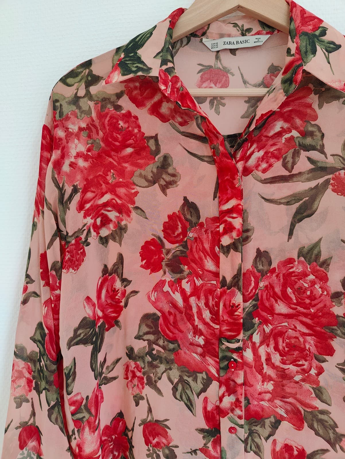 Chemise rose poudré à imprimé floral rouge Zara – Taille XS — photo 3