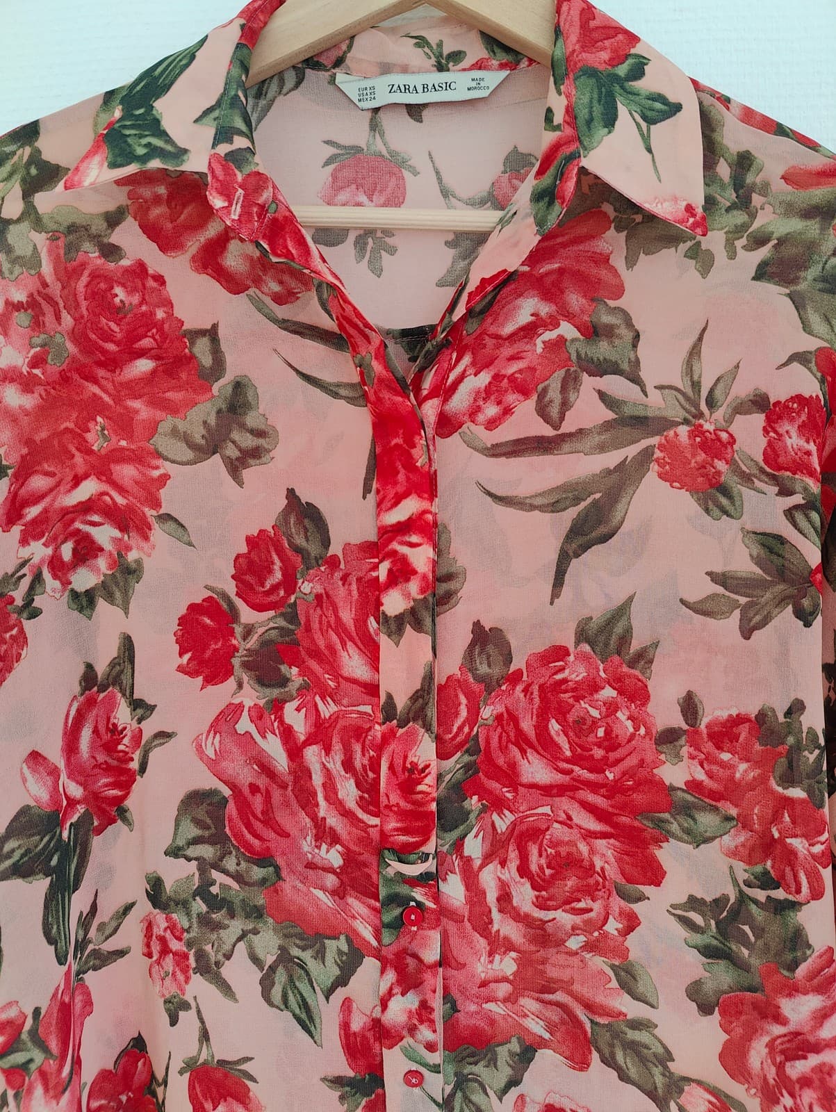 Chemise rose poudré à imprimé floral rouge Zara – Taille XS — photo 2