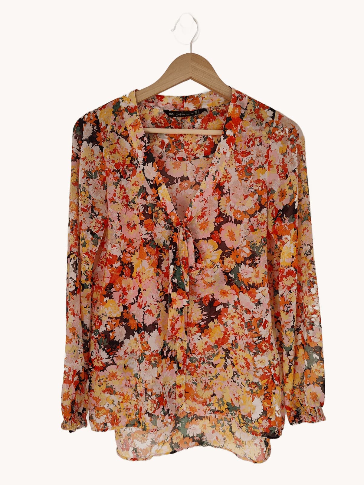 Blouse fleurie multicolore à col noué Zara  – Taille S — photo 1