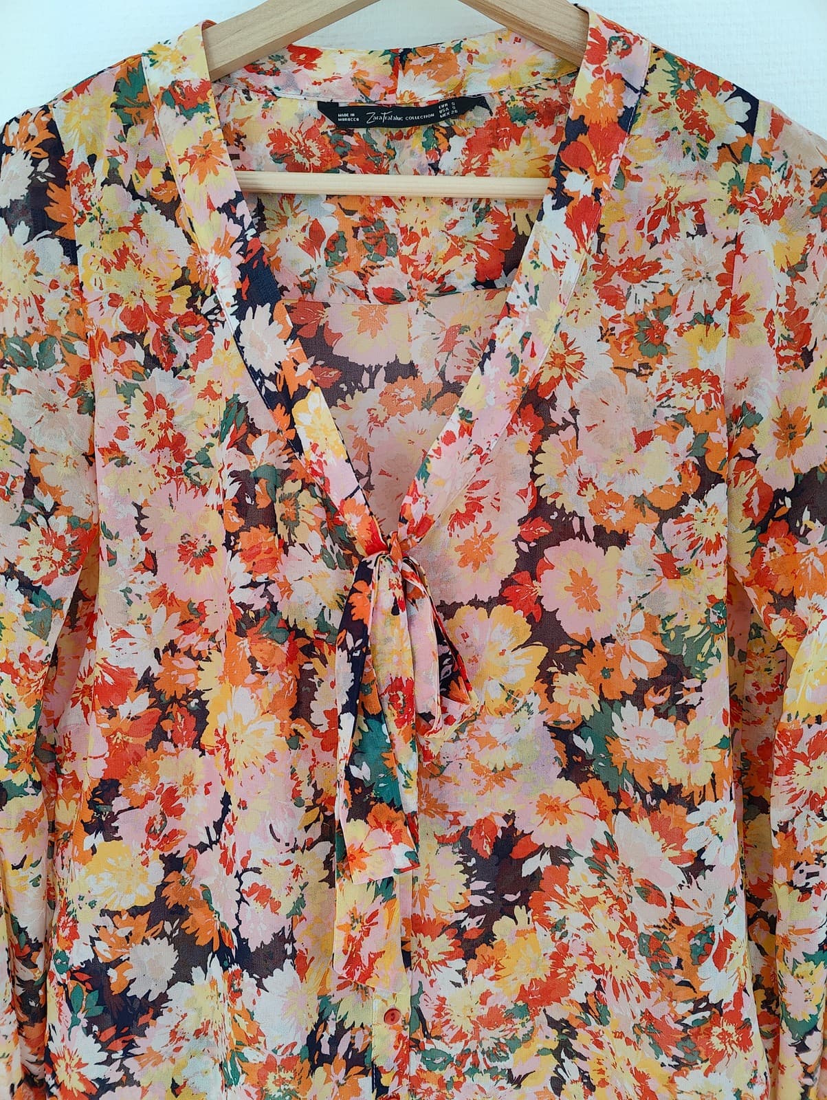 Blouse fleurie multicolore à col noué Zara  – Taille S — photo 2