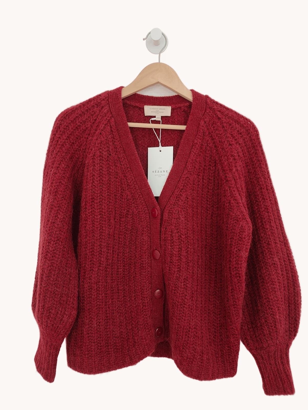 Gilet en maille alpaga bordeaux Sézane – Taille XXS — photo 2