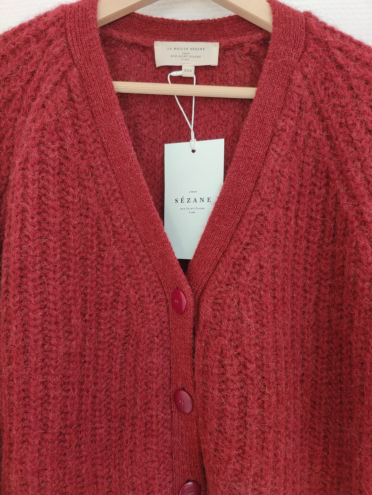 Gilet en maille alpaga bordeaux Sézane – Taille XXS — photo 3