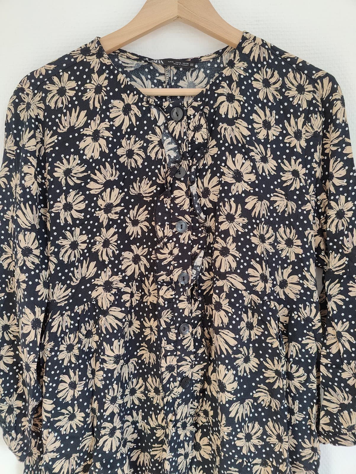 Robe à marguerites noir et beige Zara – Taille XL — photo 3