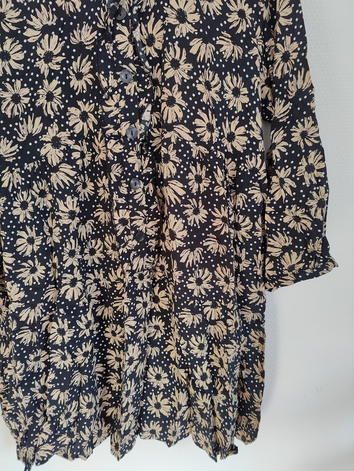 Robe à marguerites noir et beige Zara – Taille XL — photo 4