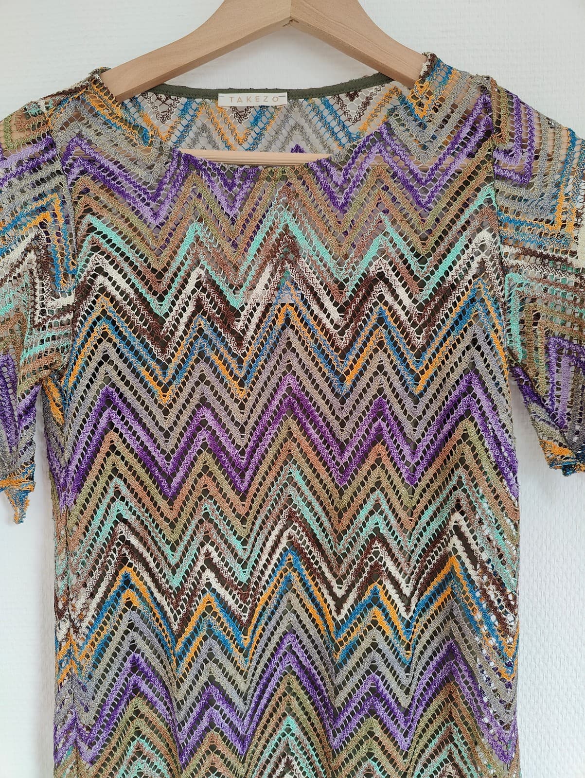 Top maille ajourée chevrons multicolores Takezo – Taille S — photo 3