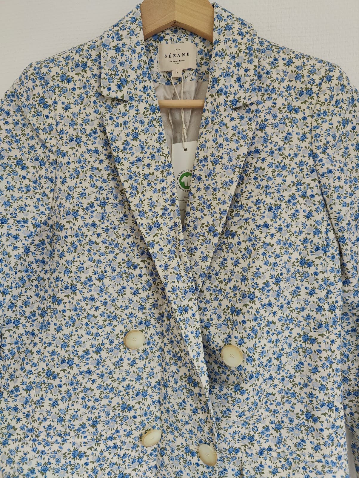 Blazer croisé fleuri bleu et blanc Sézane – Taille XS  — photo 2
