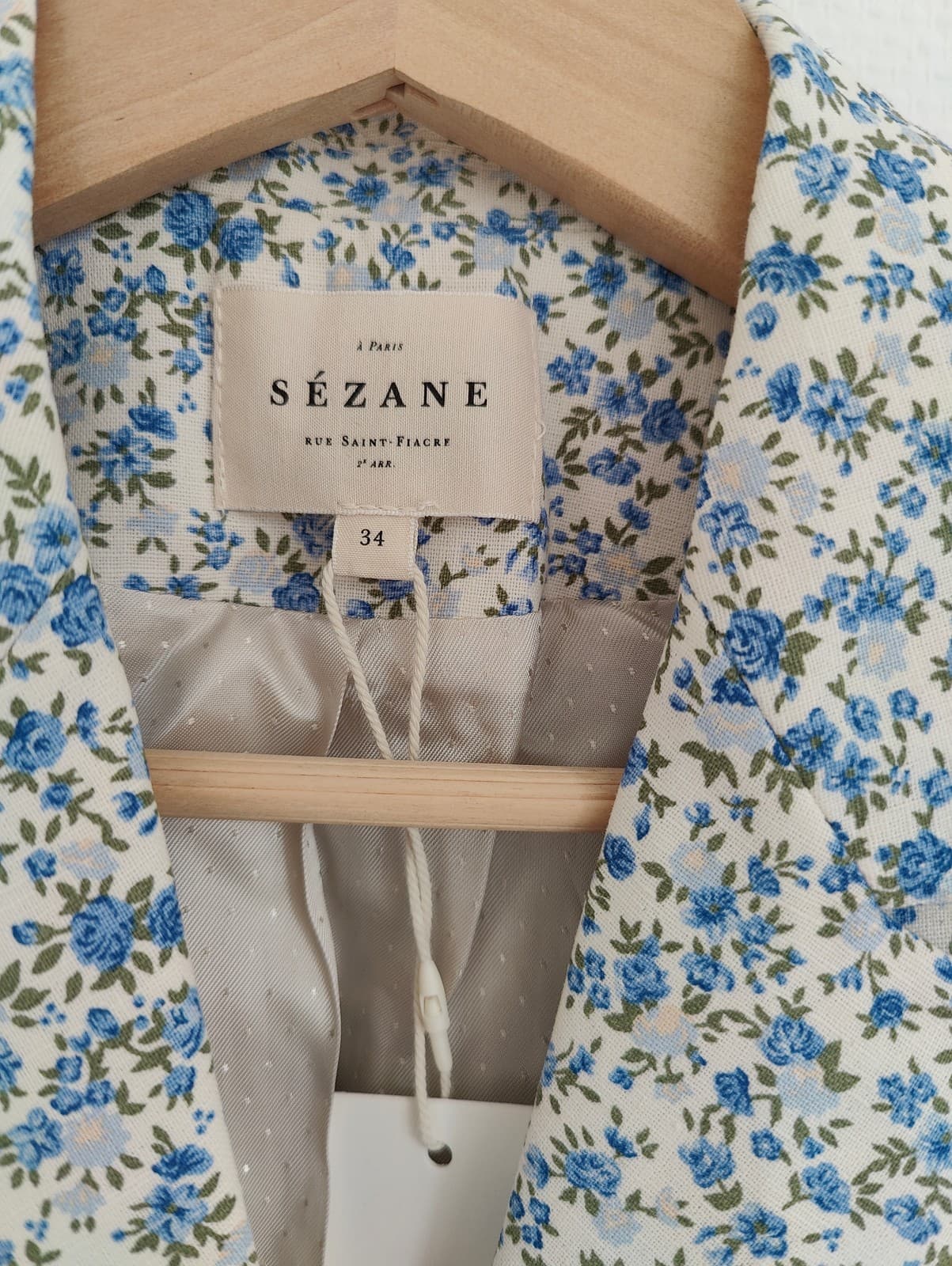 Blazer croisé fleuri bleu et blanc Sézane – Taille XS  — photo 5