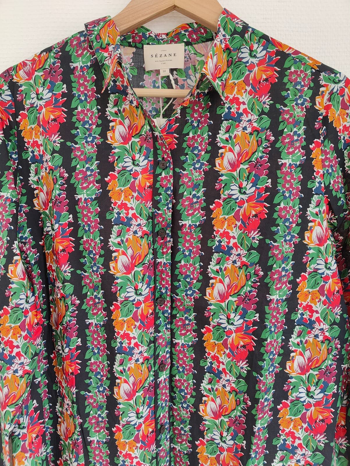 Chemise fleurie rayée multicolore Sézane – Taille M — photo 3