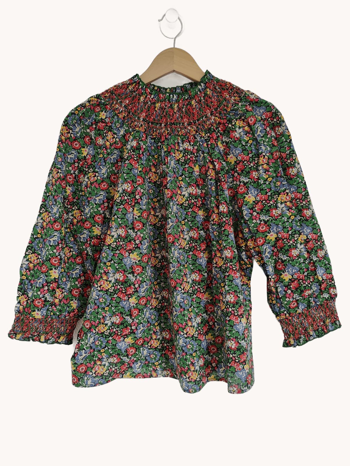 Blouse fleurie multicolore à empiècement smocké Sézane – Taille M — photo 2