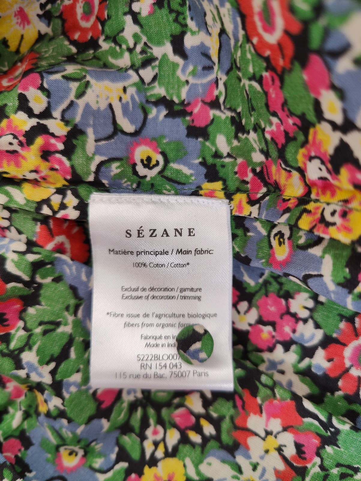 Blouse fleurie multicolore à empiècement smocké Sézane – Taille M — photo 6