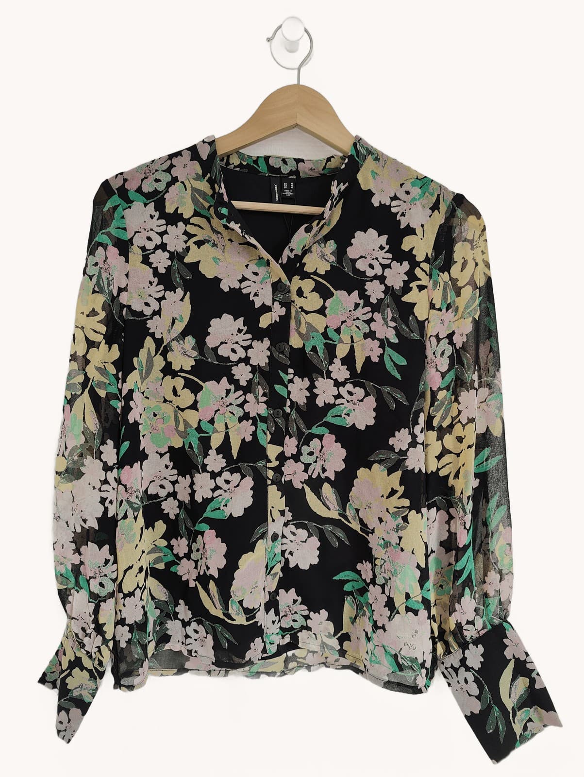 Blouse fleurie noire en mousseline Vero Moda – Taille M — photo 2