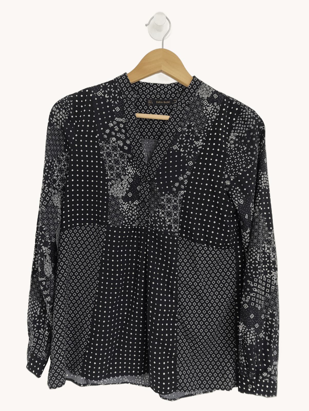 Blouse imprimé patchwork bleu marine Zara – Taille S — photo 2