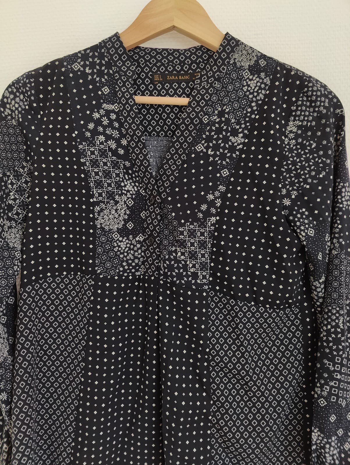 Blouse imprimé patchwork bleu marine Zara – Taille S — photo 3