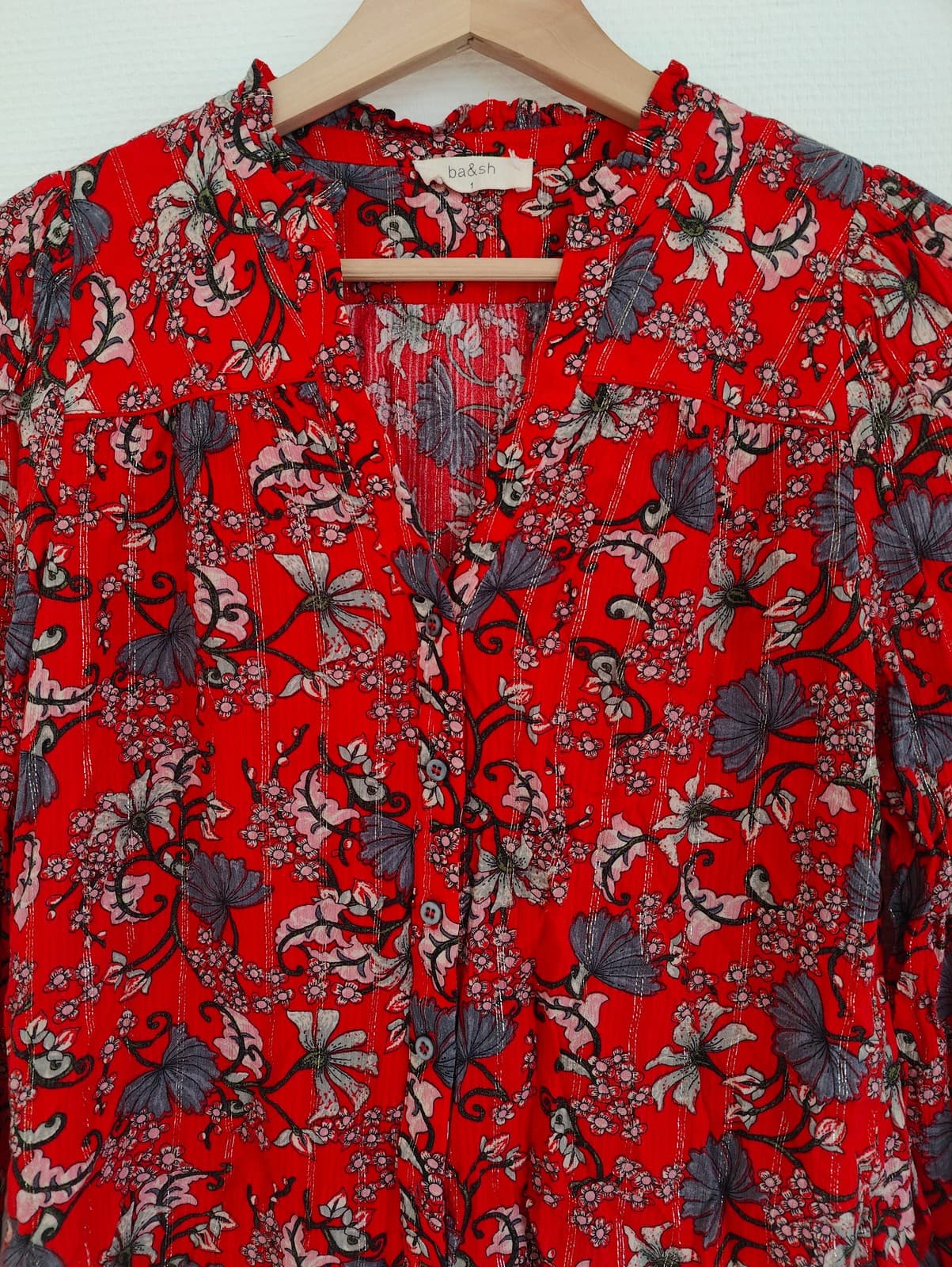 Blouse fluide à fleurs rouge Ba&sh – Taille 1 — photo 2