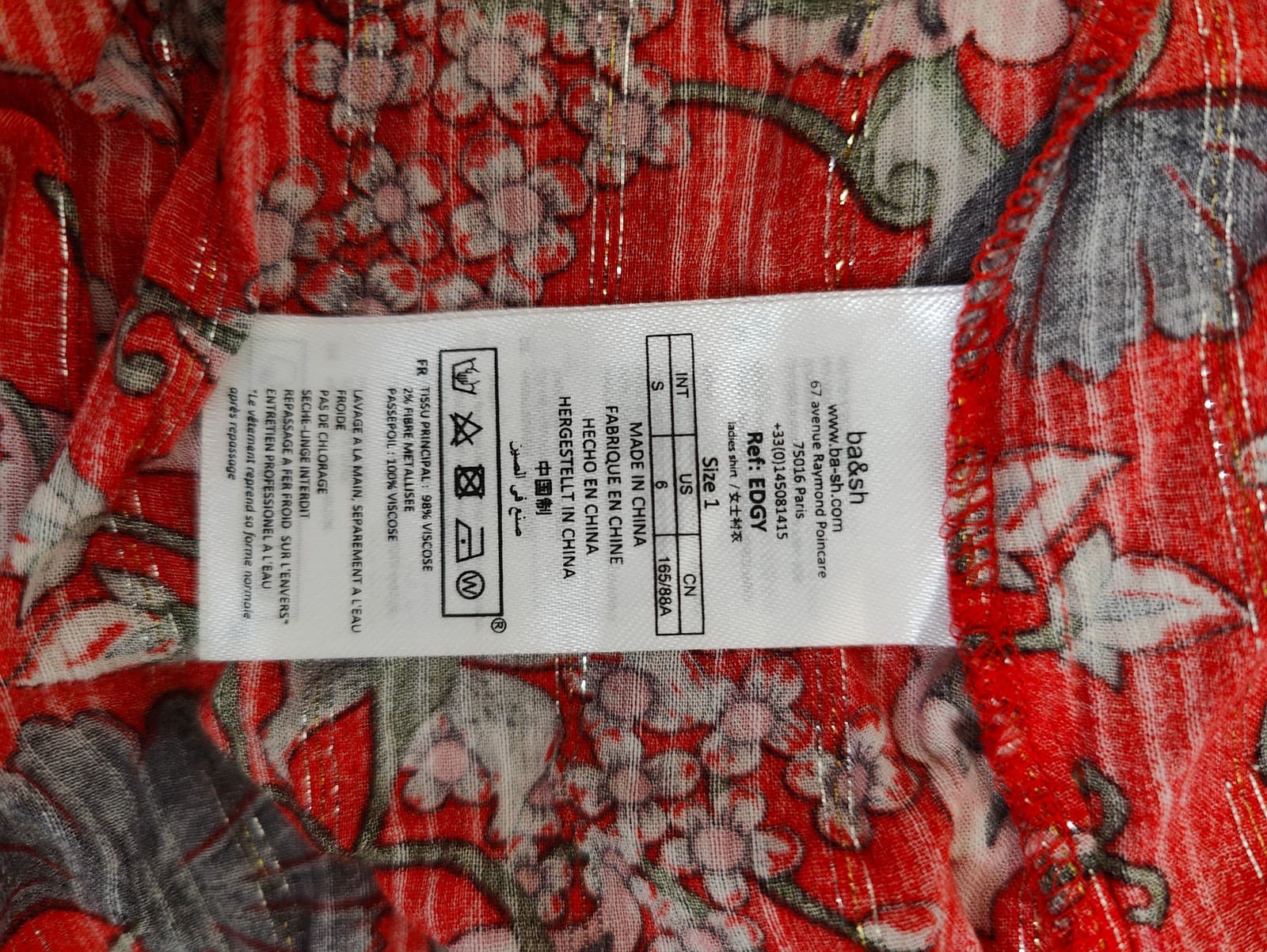 Blouse fluide à fleurs rouge Ba&sh – Taille 1 — photo 5
