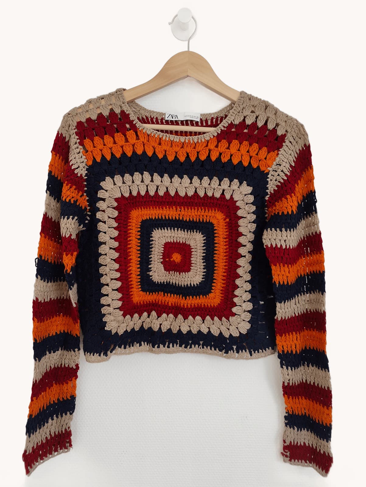 Pull Zara en maille crochet multicolore – Taille S — photo 1