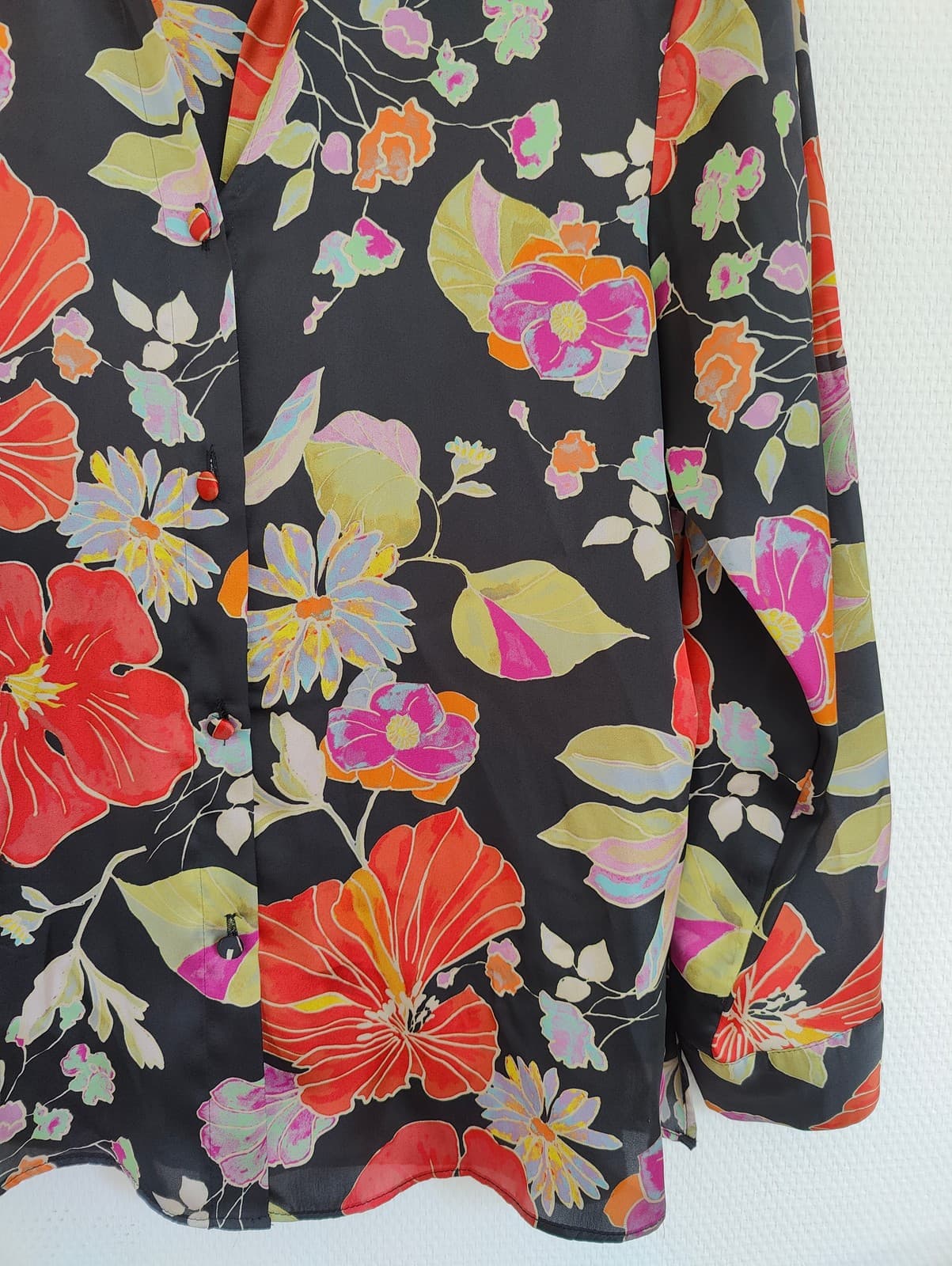 Chemise noire à fleurs multicolores Zara – Taille XS — photo 3