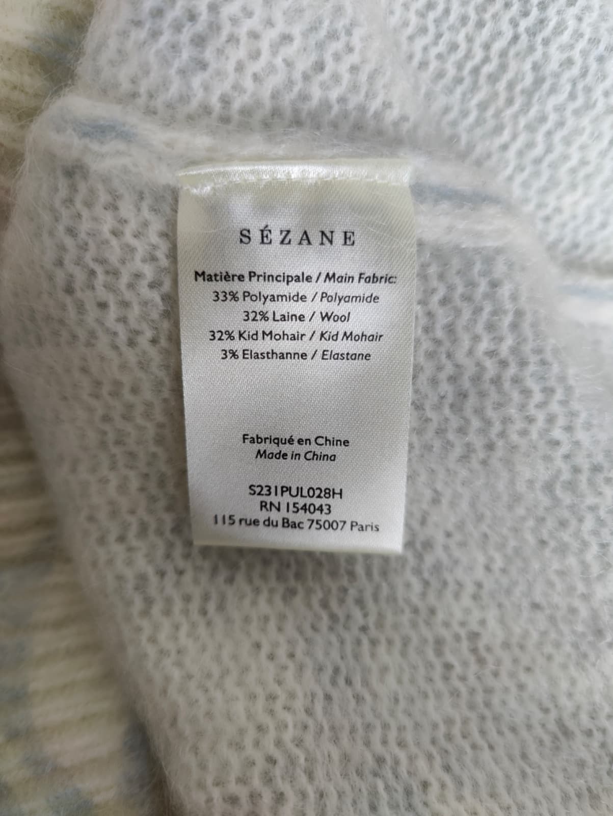 Pull Sézane bleu ciel à motif floral – Taille XS — photo 6