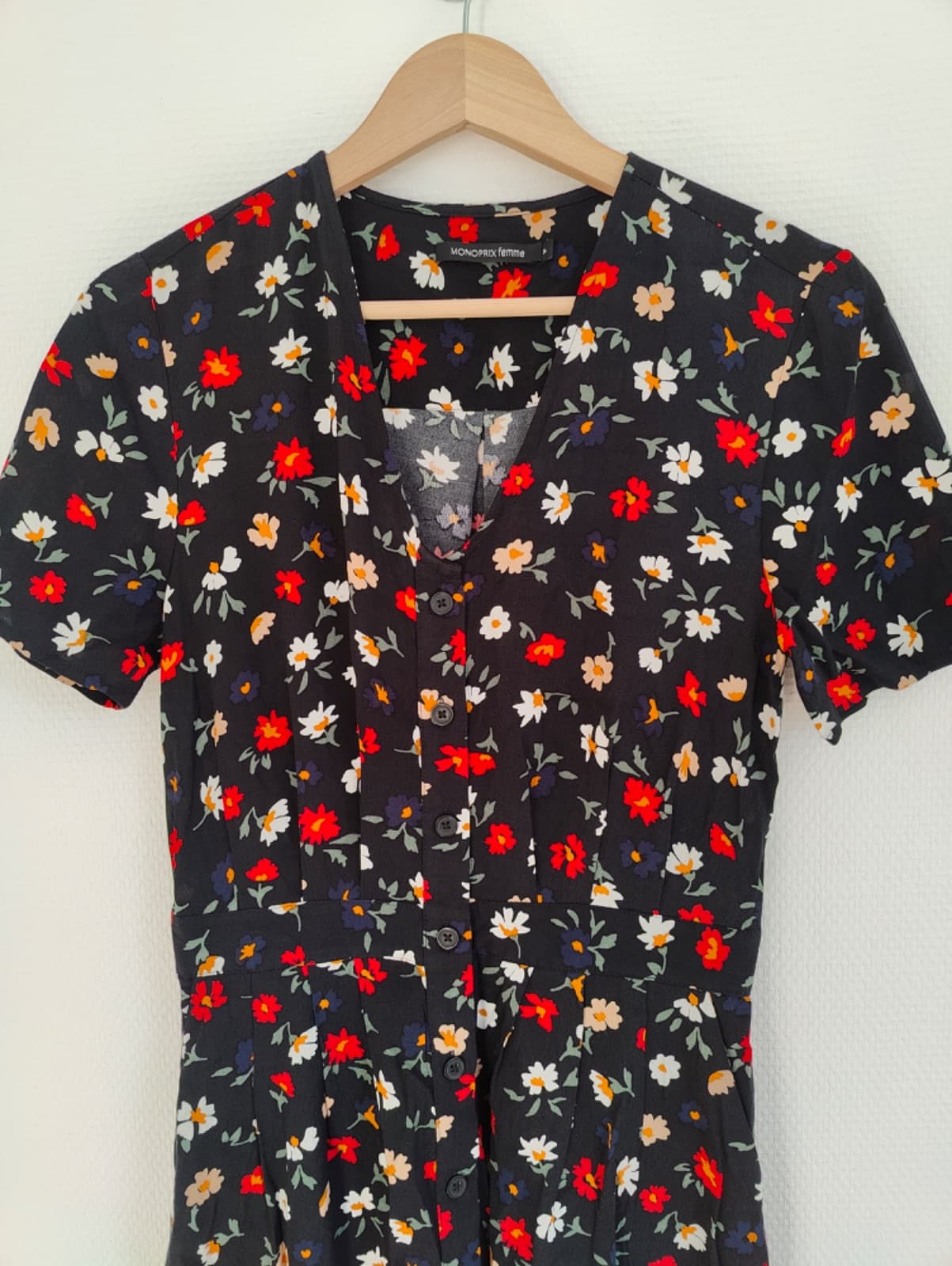 Robe courte fleurie noire Monoprix – Taille XS — photo 2