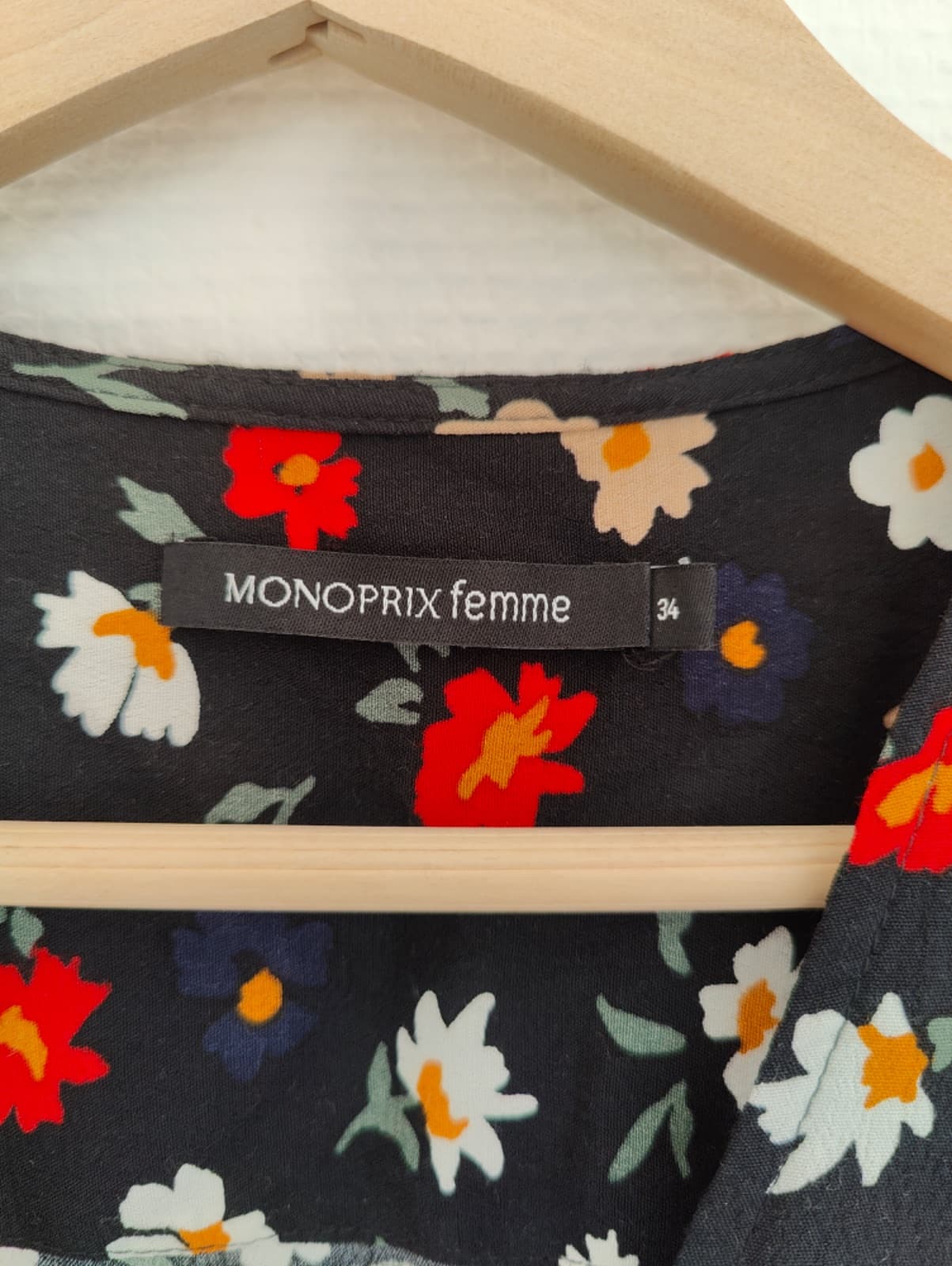 Robe courte fleurie noire Monoprix – Taille XS — photo 3