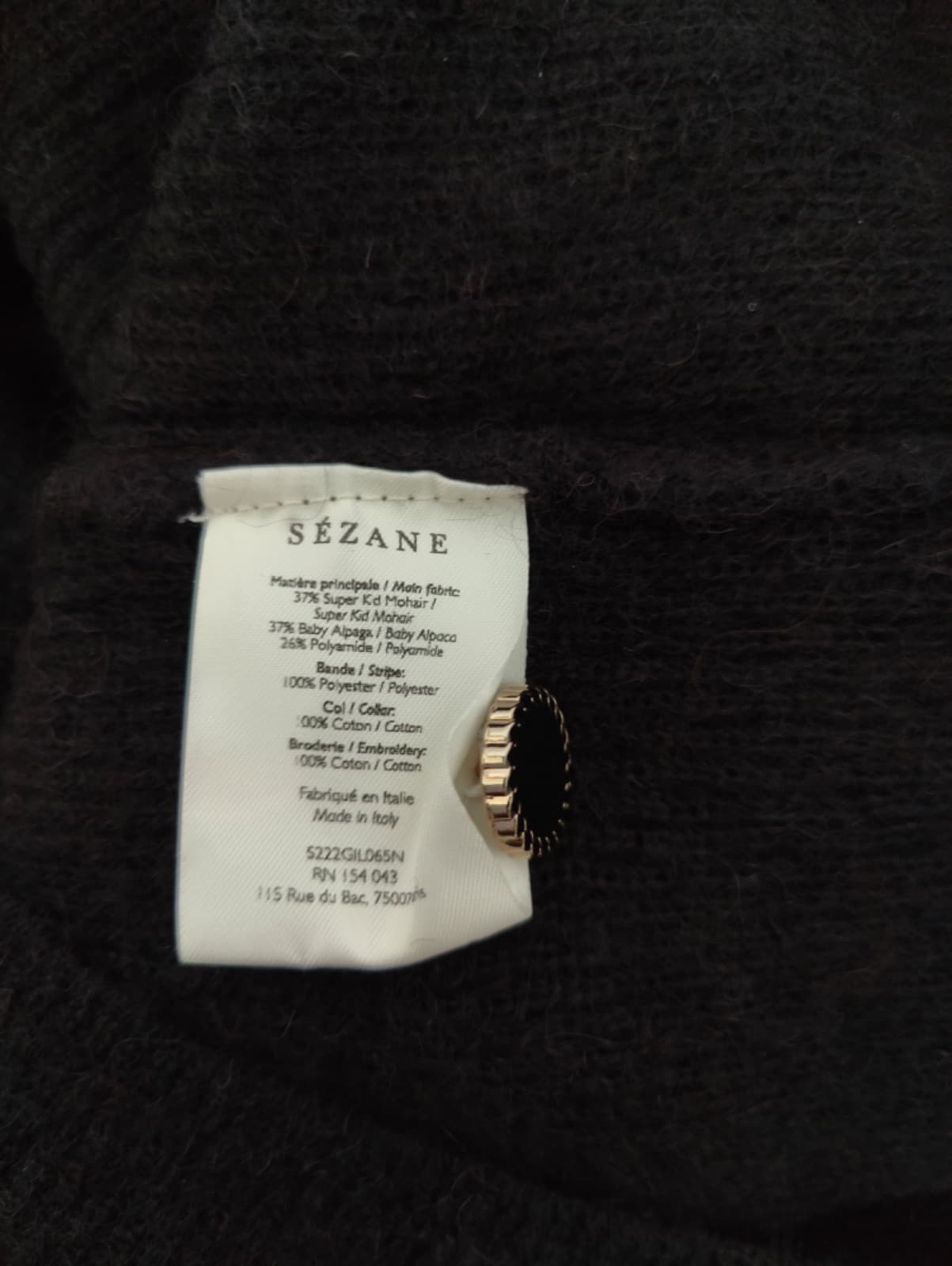 Gilet Sézane noir à col Claudine – Taille S — photo 6