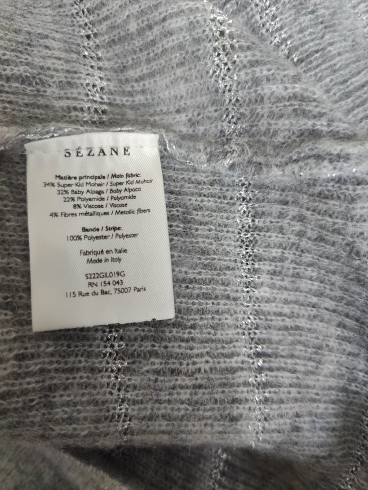 Gilet Gaspard Sézane gris chiné à fils lurex – Taille M — photo 6