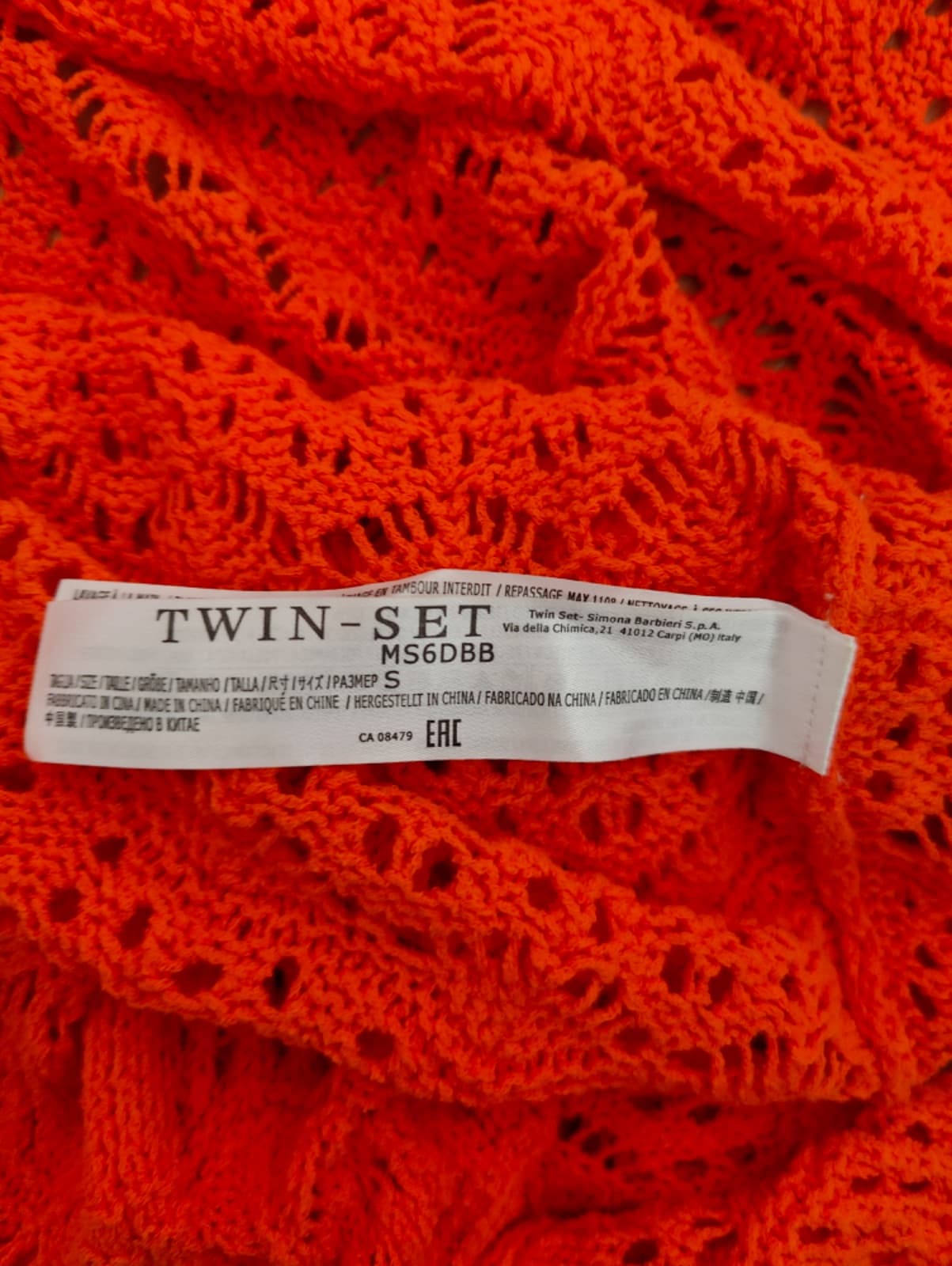 Robe Twinset orange en maille ajourée à franges – Taille S — photo 7