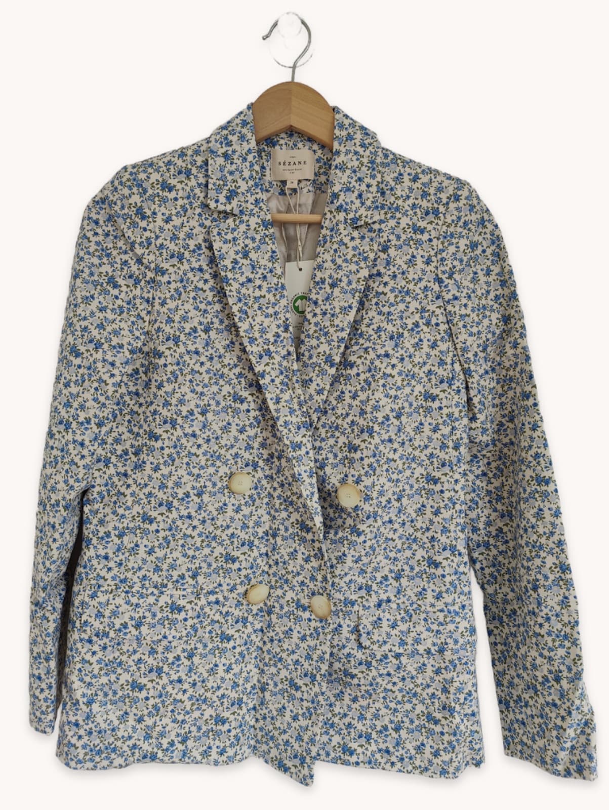 Blazer croisé fleuri bleu et blanc Sézane – Taille XS