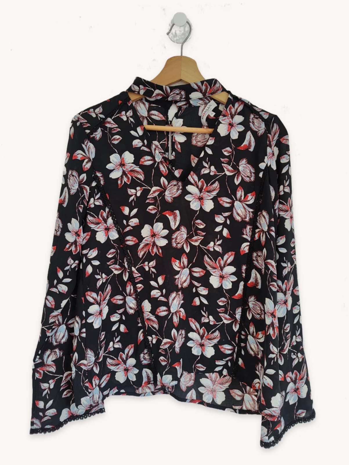 Blouse fleurie noire à manches évasées Morgan – Taille 38 — photo 2
