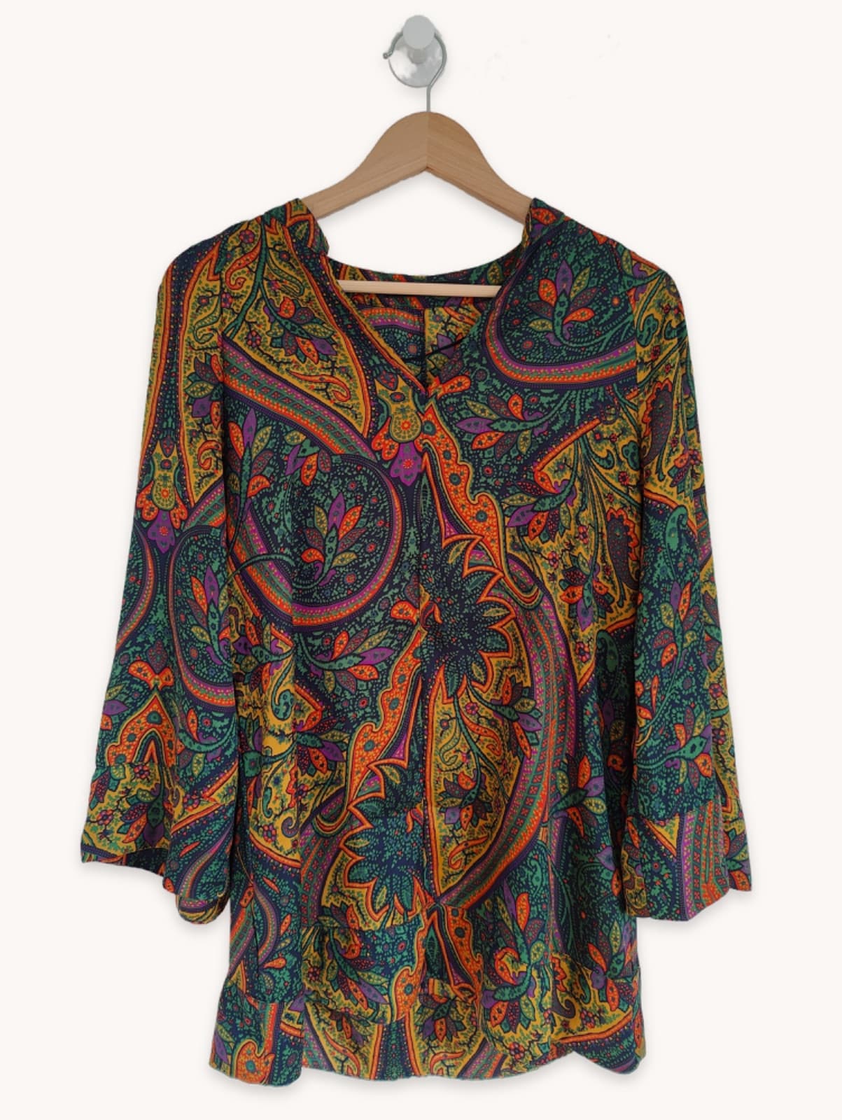 Tunique fluide à motif cachemire multicolore Zara – Taille M