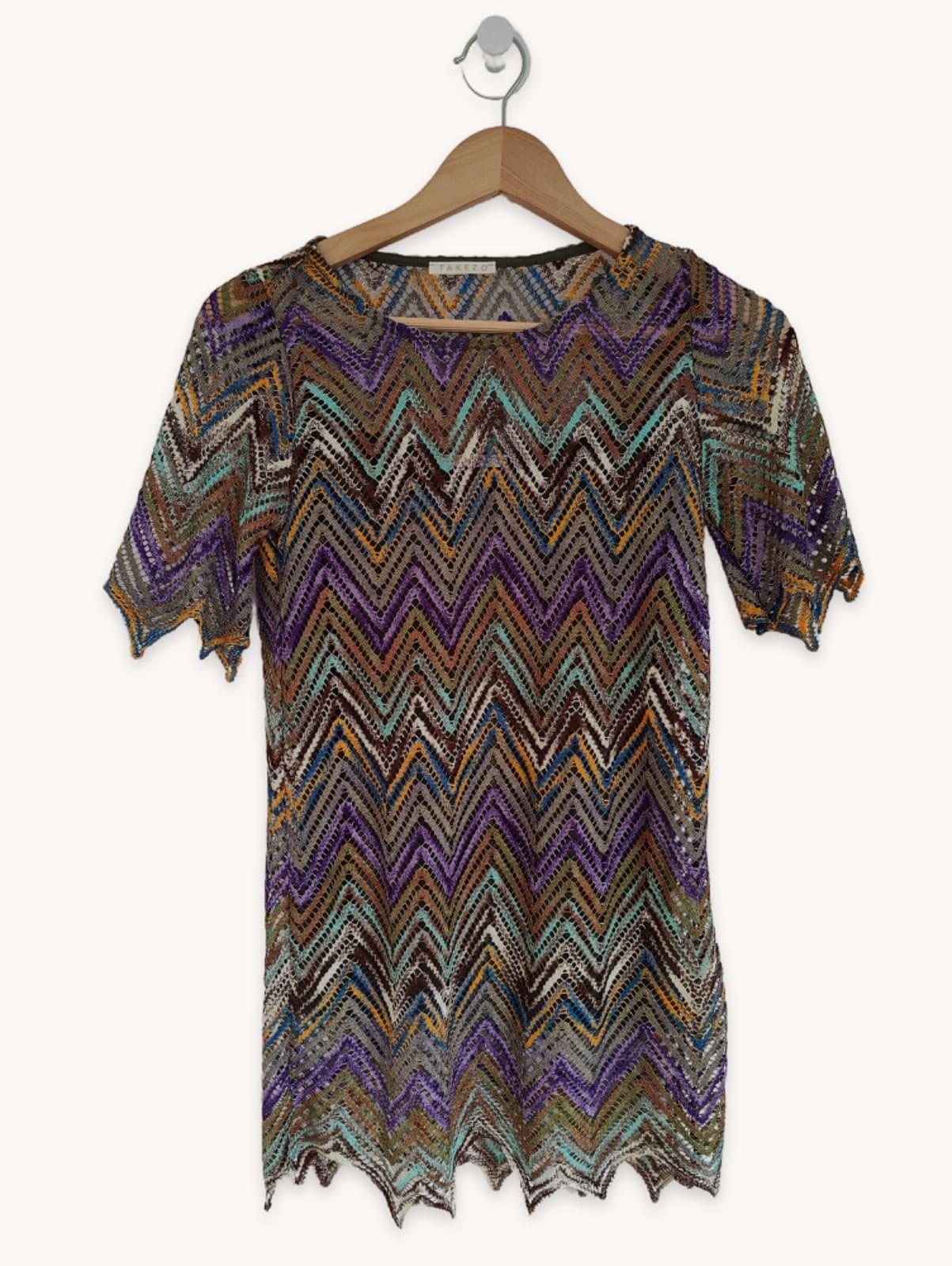 Top maille ajourée chevrons multicolores Takezo – Taille S — photo 2