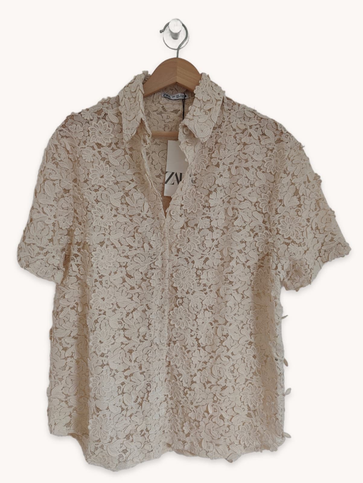 Chemise en dentelle écrue Zara – Taille S — photo 2