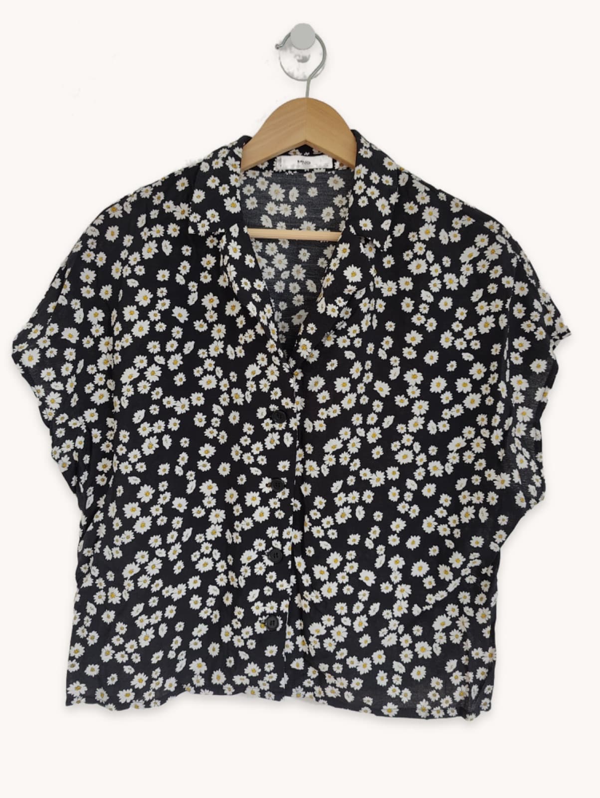 Chemisier Mango noir à imprimé marguerites – Taille S — photo 2
