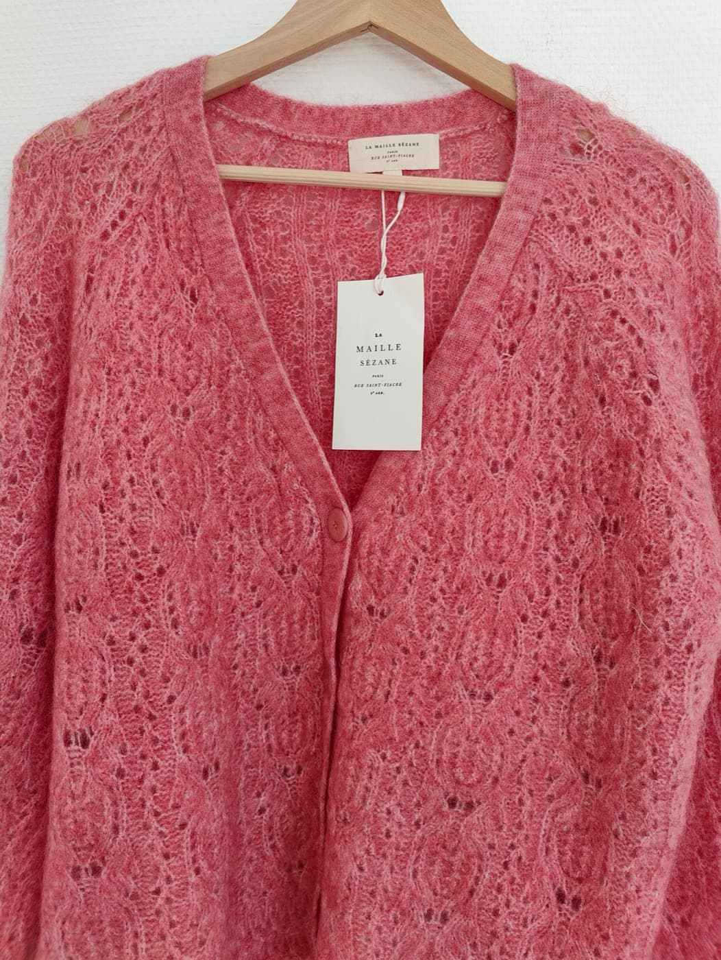 Cardigan en mohair ajouré rose Sézane – Taille M — photo 3