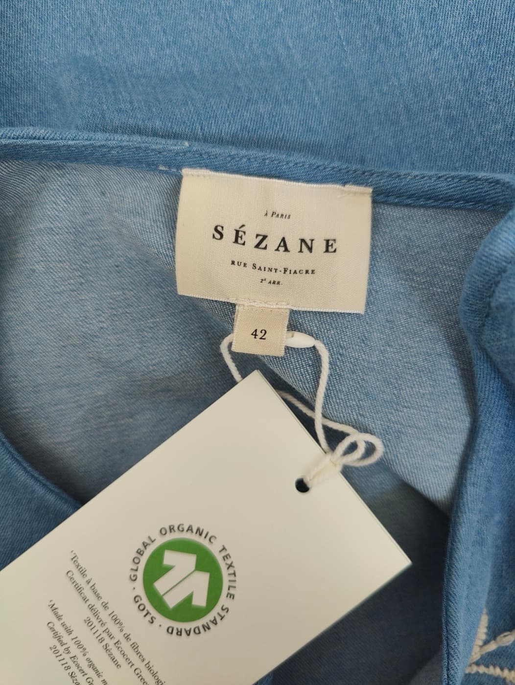 Blouse en chambray brodée Sézane – Taille 42 — photo 5