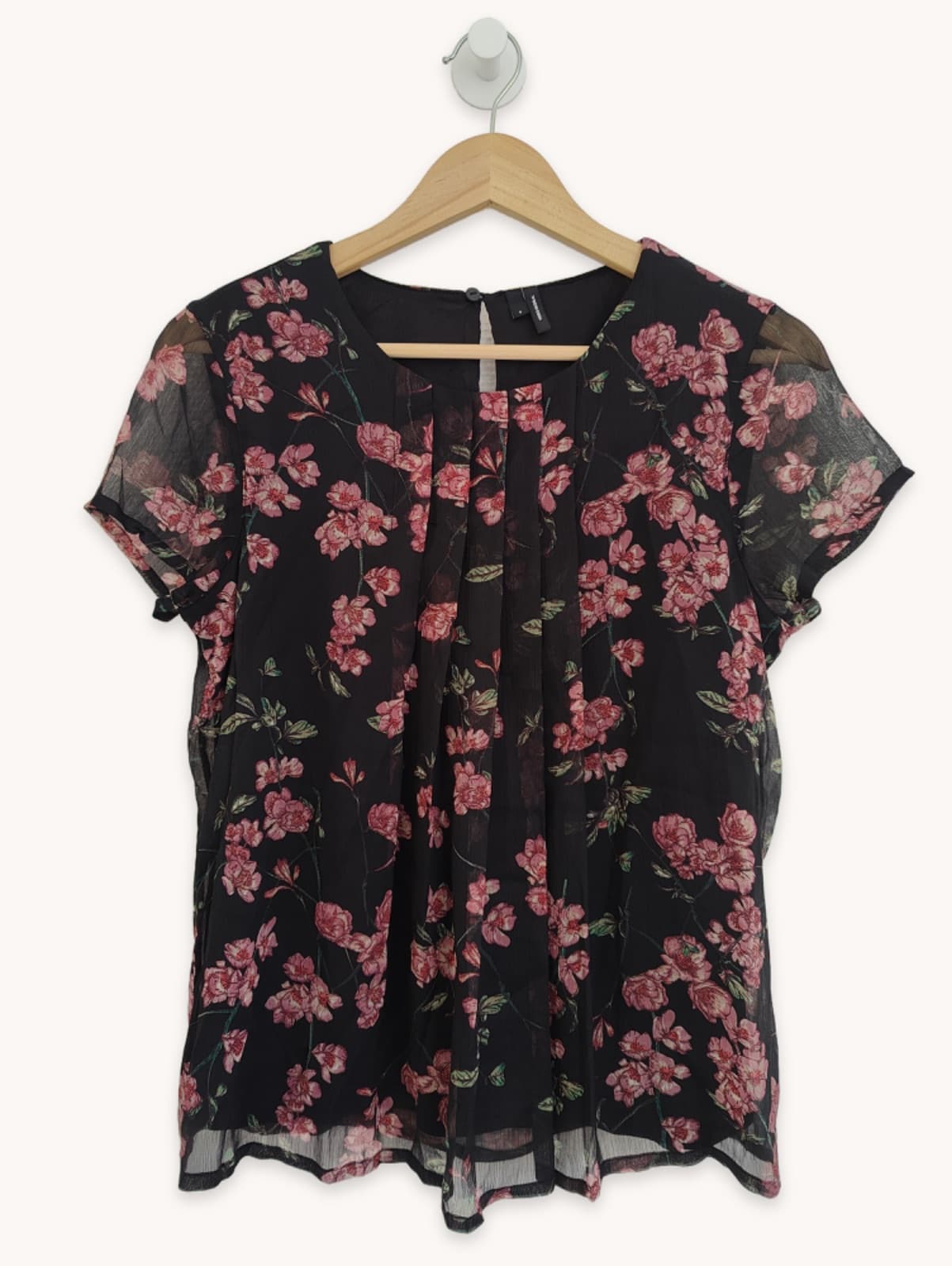 Blouse fleurie noire en mousseline Zara – Taille S — photo 2