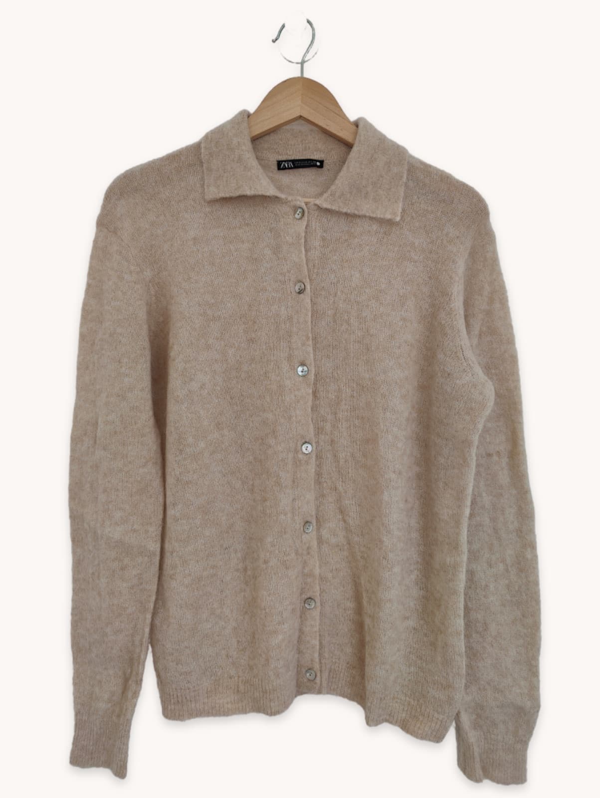 Cardigan boutonné beige en maille douce Zara – Taille S — photo 2