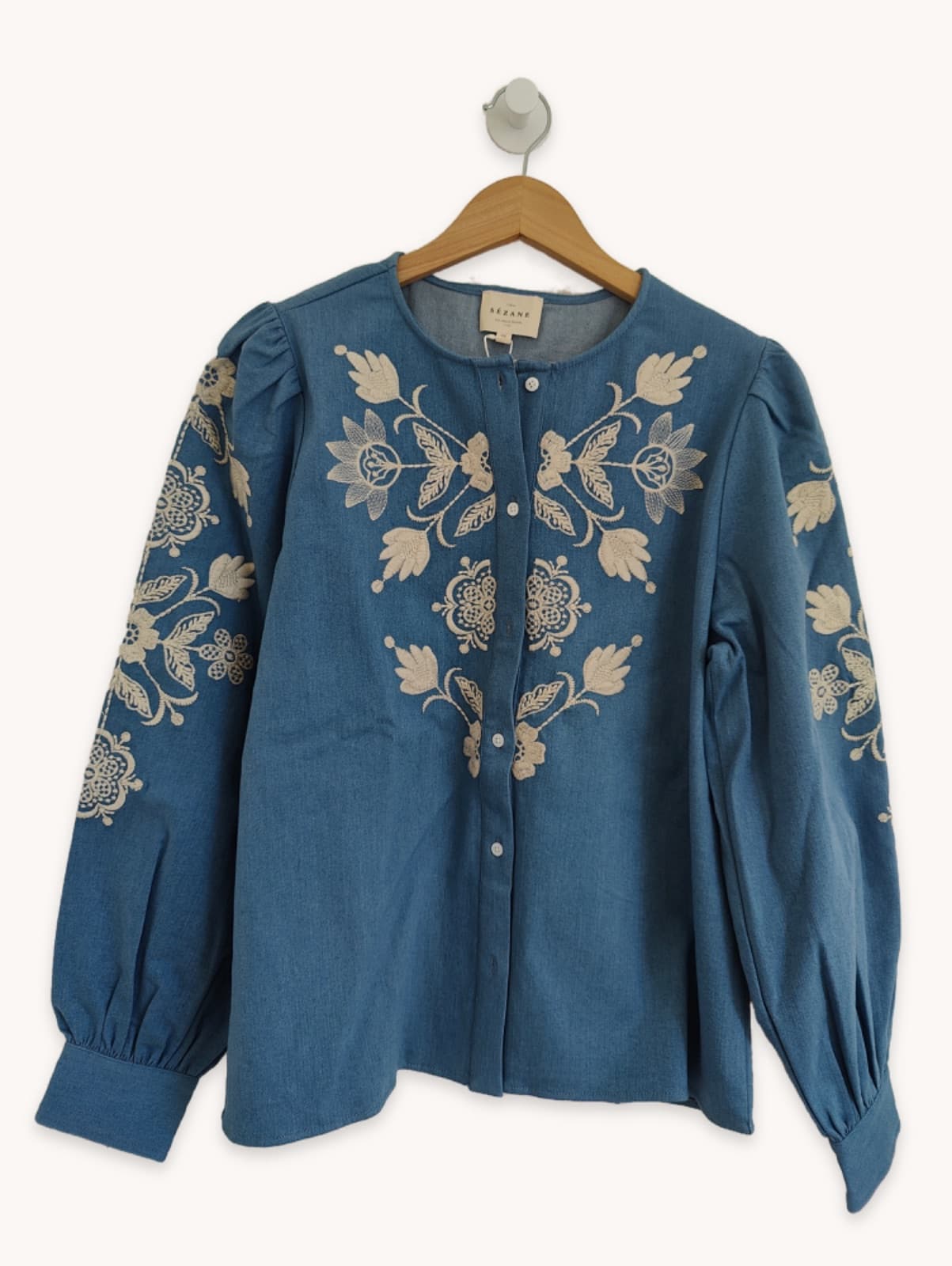Blouse en chambray brodée Sézane – Taille 40 — photo 2