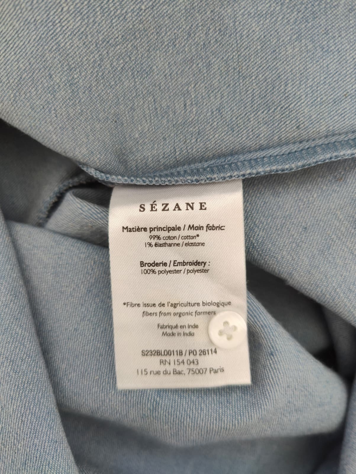 Blouse en chambray brodée Sézane – Taille 40 — photo 6