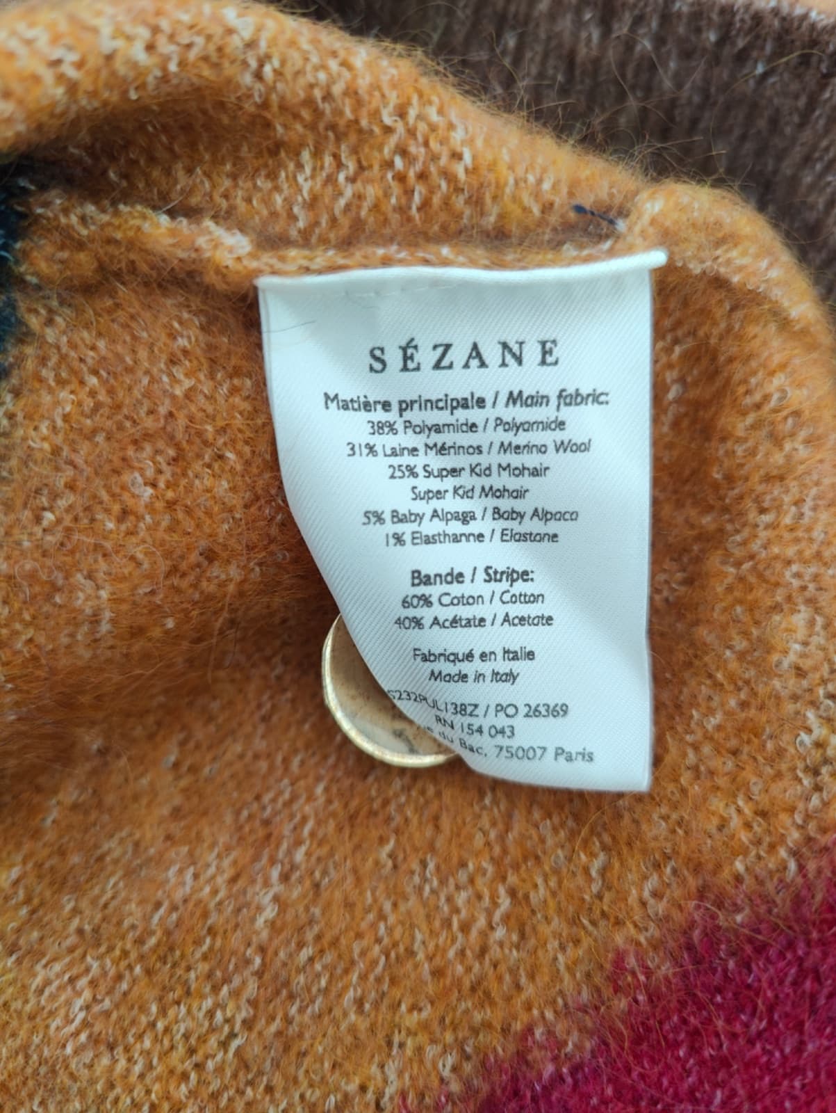 Pull en mohair rayé multicolore Sézane – Taille M — photo 6