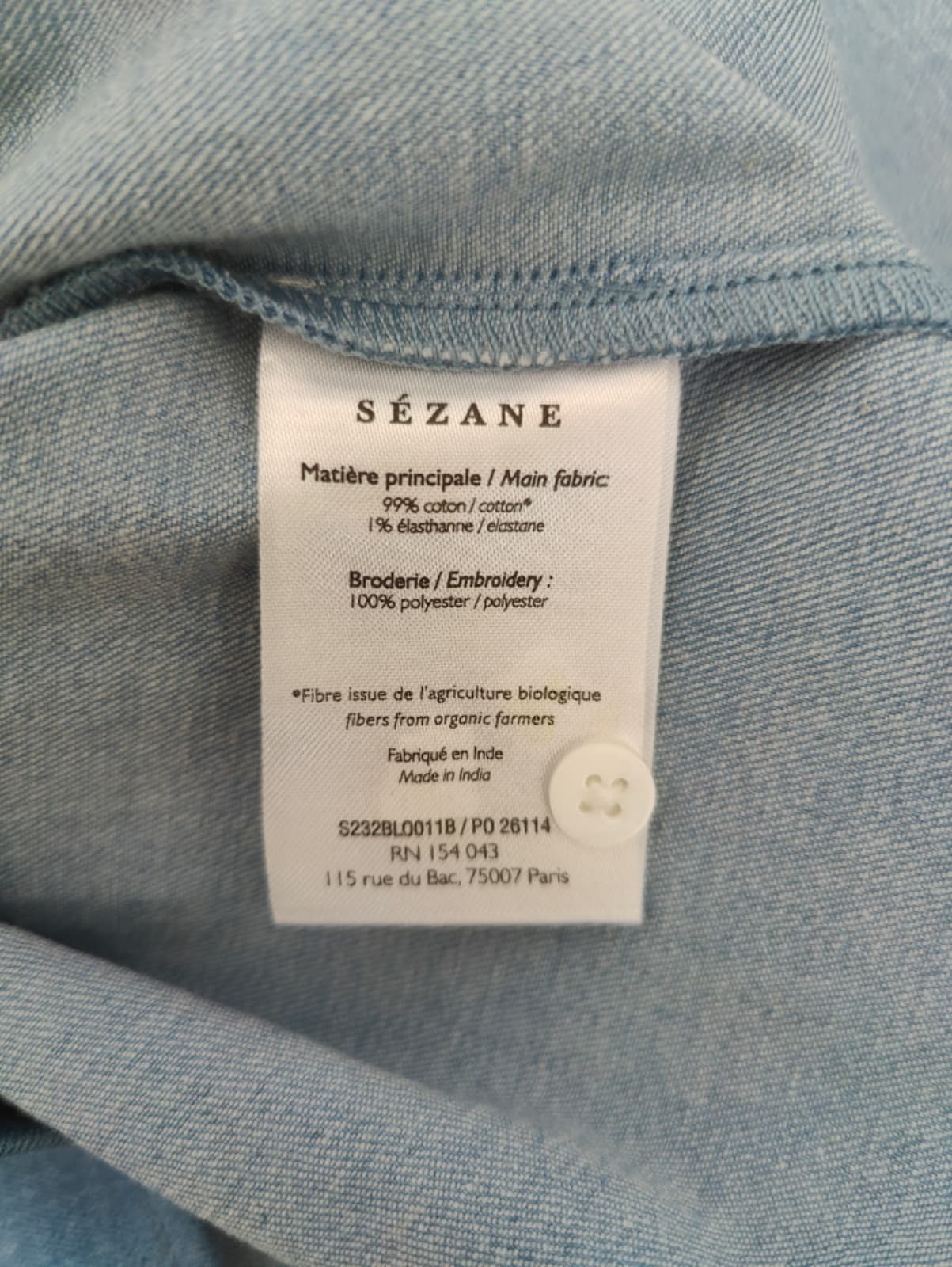 Blouse en chambray brodée Sézane – Taille 42 — photo 6