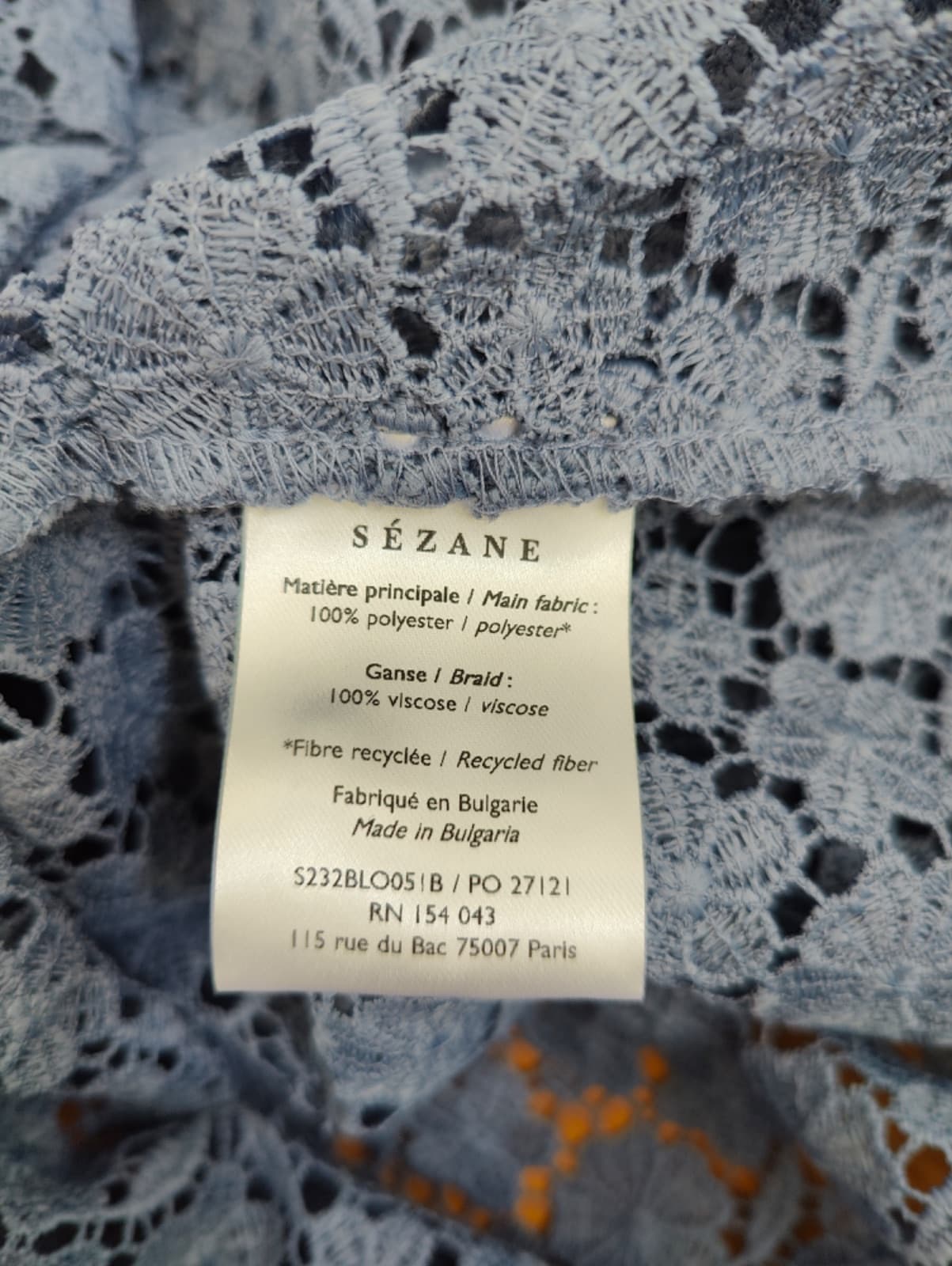 Blouse en dentelle col montant Sézane – Taille 42 — photo 6